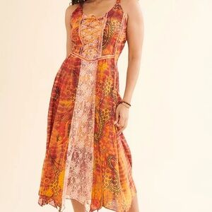 Earthbound Bohemian Orange Lace-Up XLDress